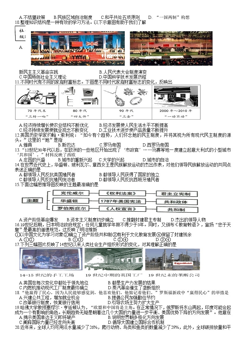 2022年江苏省扬州市邗江区中考二模历史试卷（含答案）02