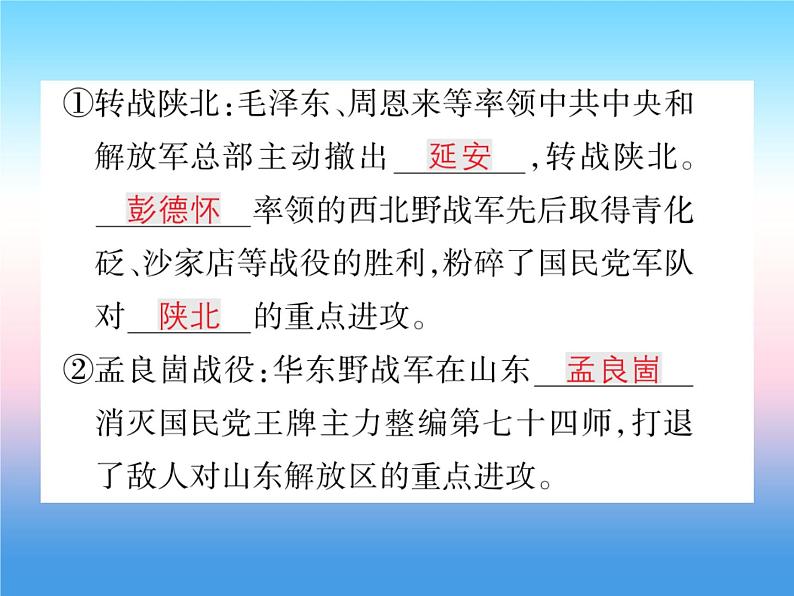 人教部编版八年级上册历史第七单元解放战争第23课内战爆发作业ppt课件第7页