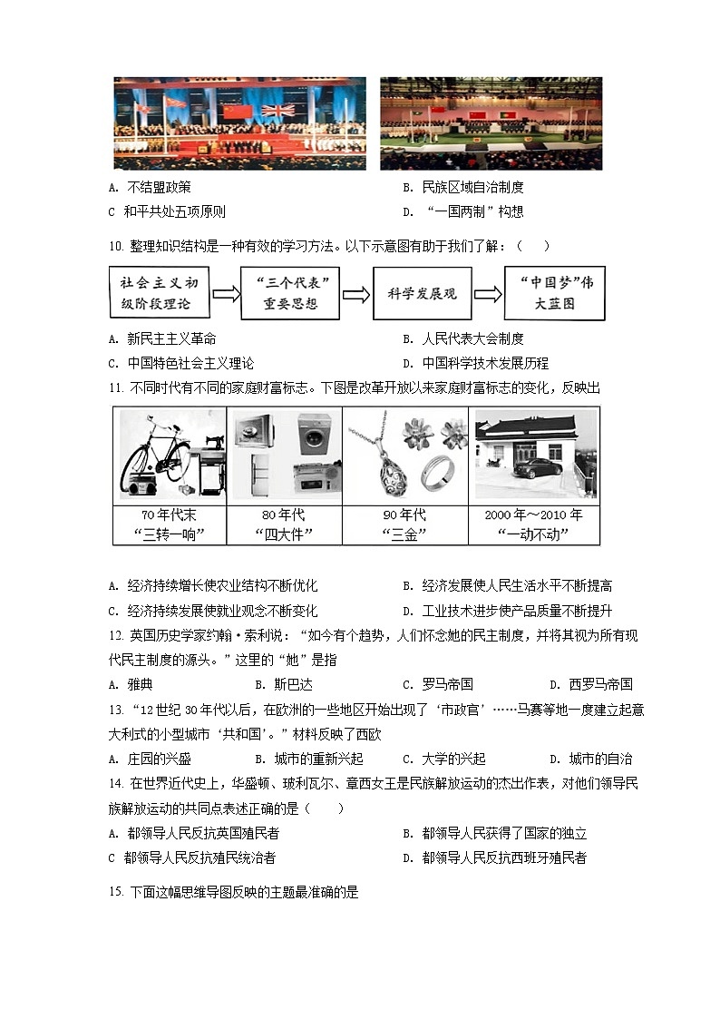 扬州市邗江区2022年中考二模历史试题（含答案）第3页