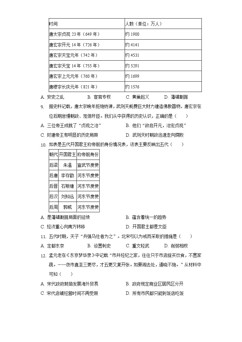 2021-2022学年河南省新乡市长垣县七年级（下）期中历史试卷（含解析）第3页