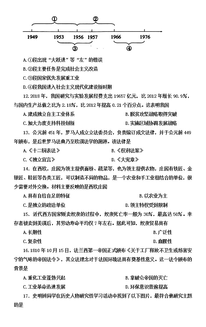 2022年山东省菏泽市单县中考学业水平模拟测试历史试题（二）（含答案）第3页