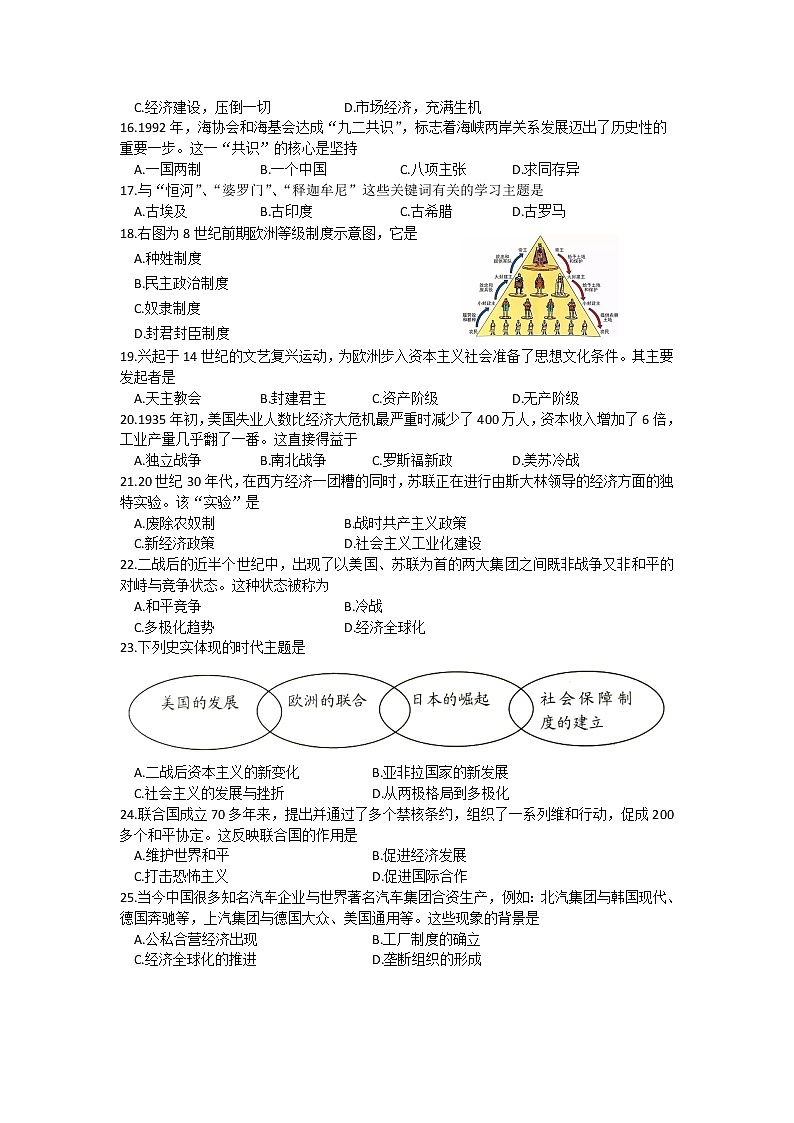 2022年山东省济南市莱芜区初中学业水平考试历史模拟试题（三）(word版含答案)第3页