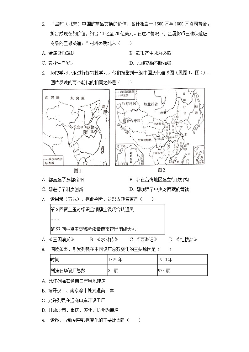 2022年河南省大联考中招历史模拟试卷（二）（含解析）第2页