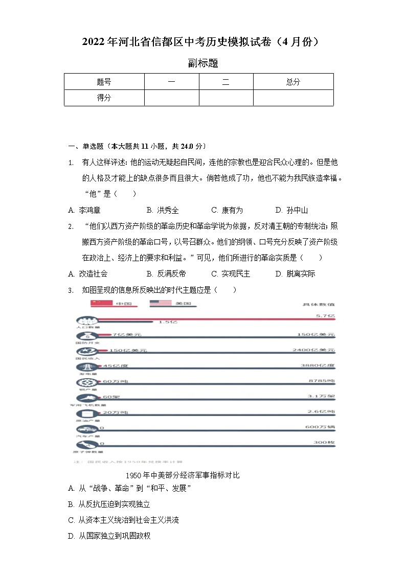 2022年河北省信都区中考历史模拟试卷（4月份）（含解析）01