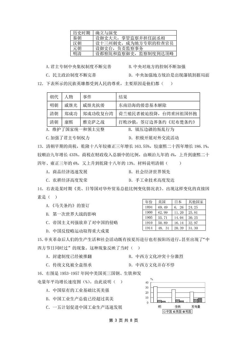 2022年广东省肇庆市高要区中考二模历史试题（含答案）03
