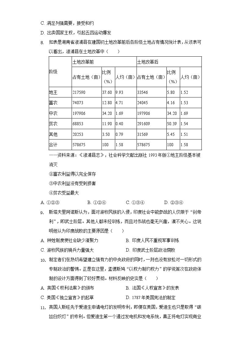 2022年四川省眉山市东坡区中考历史一模试卷（含解析）03