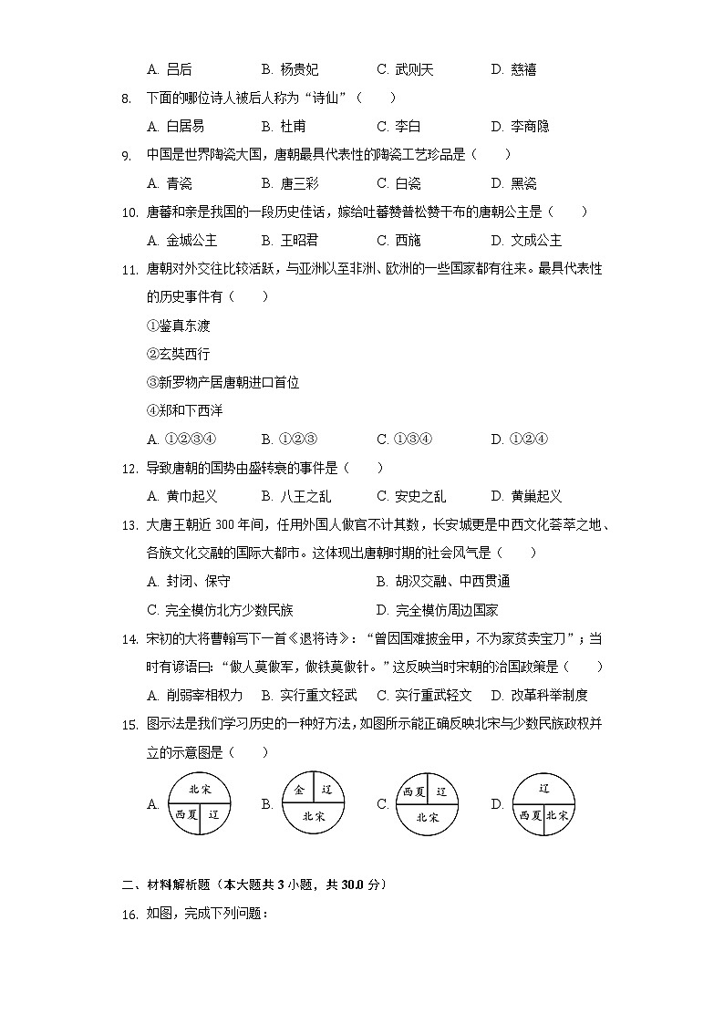 内蒙古呼伦贝尔市额尔古纳三中2020-2021学年七年级（下）月考历史试卷（4月份）（含解析）第2页
