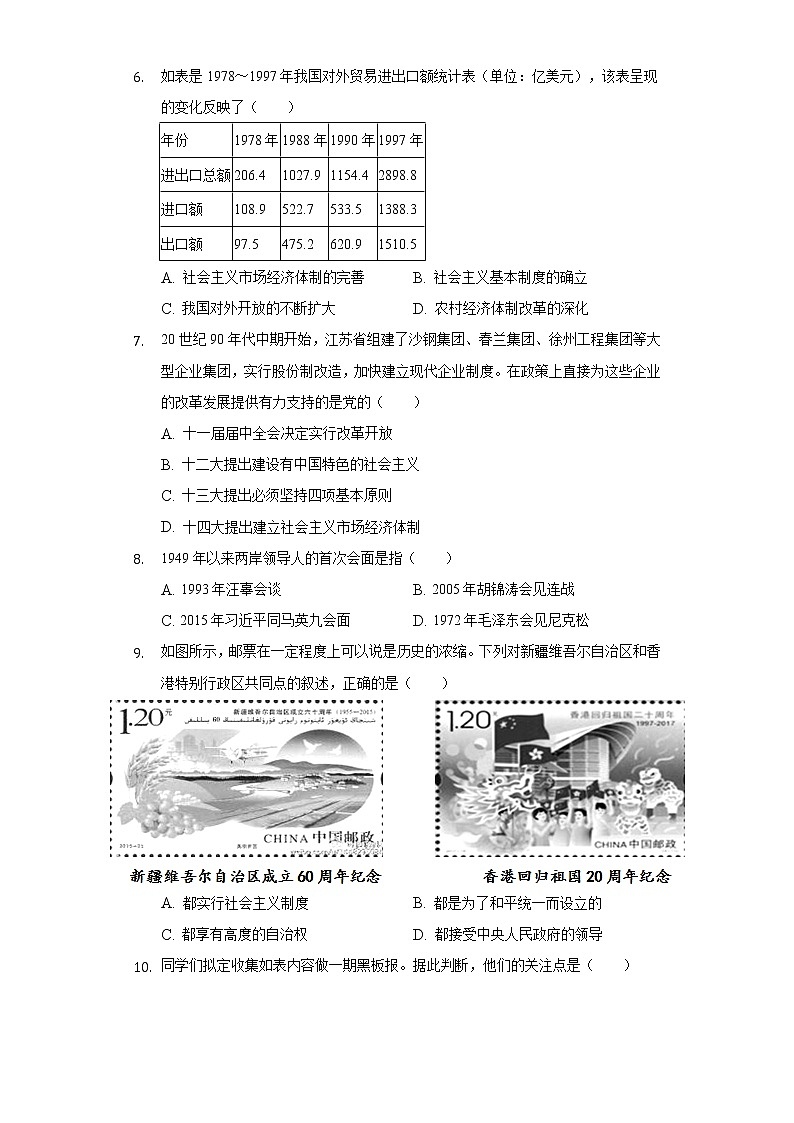 2020-2021学年河南省济源市八年级（下）期末历史试卷（含解析）第2页