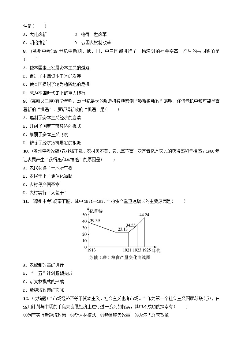 2022年山东省中考历史二轮专题06《中外历史上的重大改革》练习（含答案）第2页