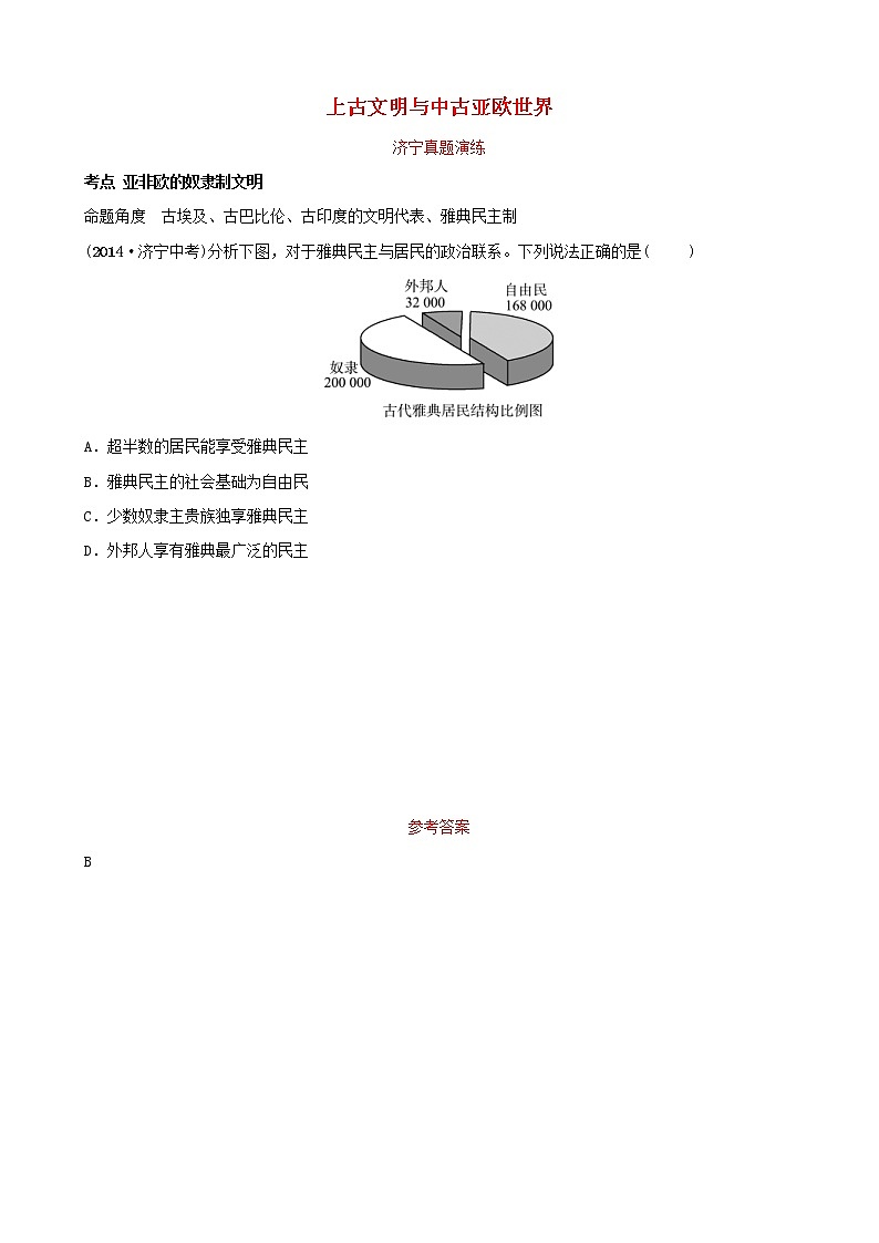 2022年山东省中考历史复习16《上古文明与中古亚欧世界》真题演练（含答案）第1页