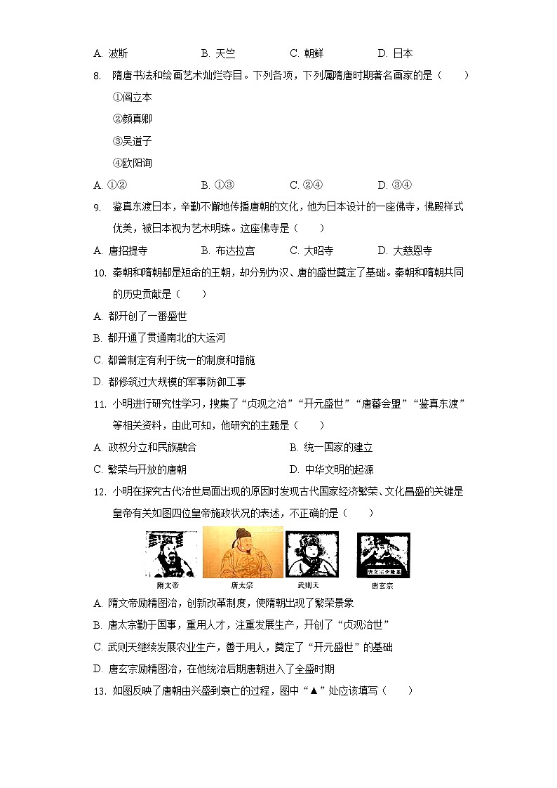 2021-2022学年云南省昭通市昭阳一中七年级（下）第一次月考历史试卷（含解析）第2页