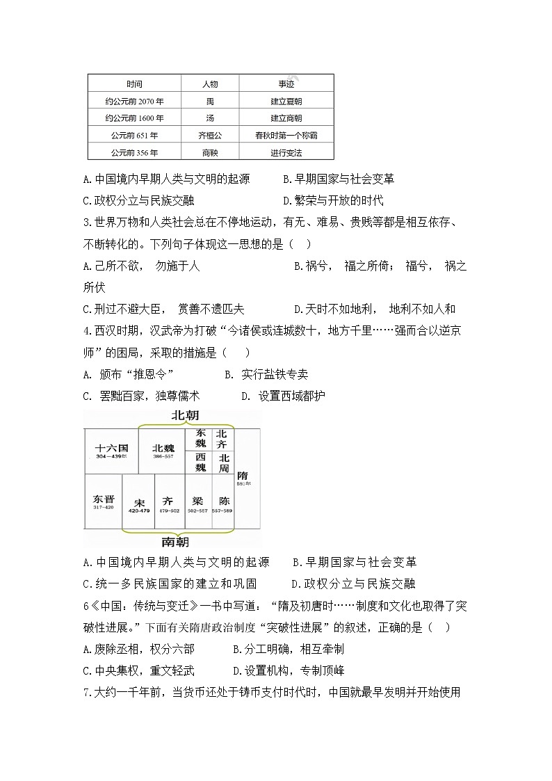 2022年广东省湛江市初中毕业生升学考试历史科目备考试卷（九） 及答案02
