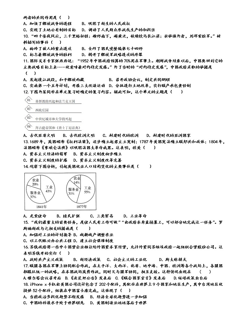 2022年内蒙古赤峰中考历史模拟试题（三）(word版含答案)第2页
