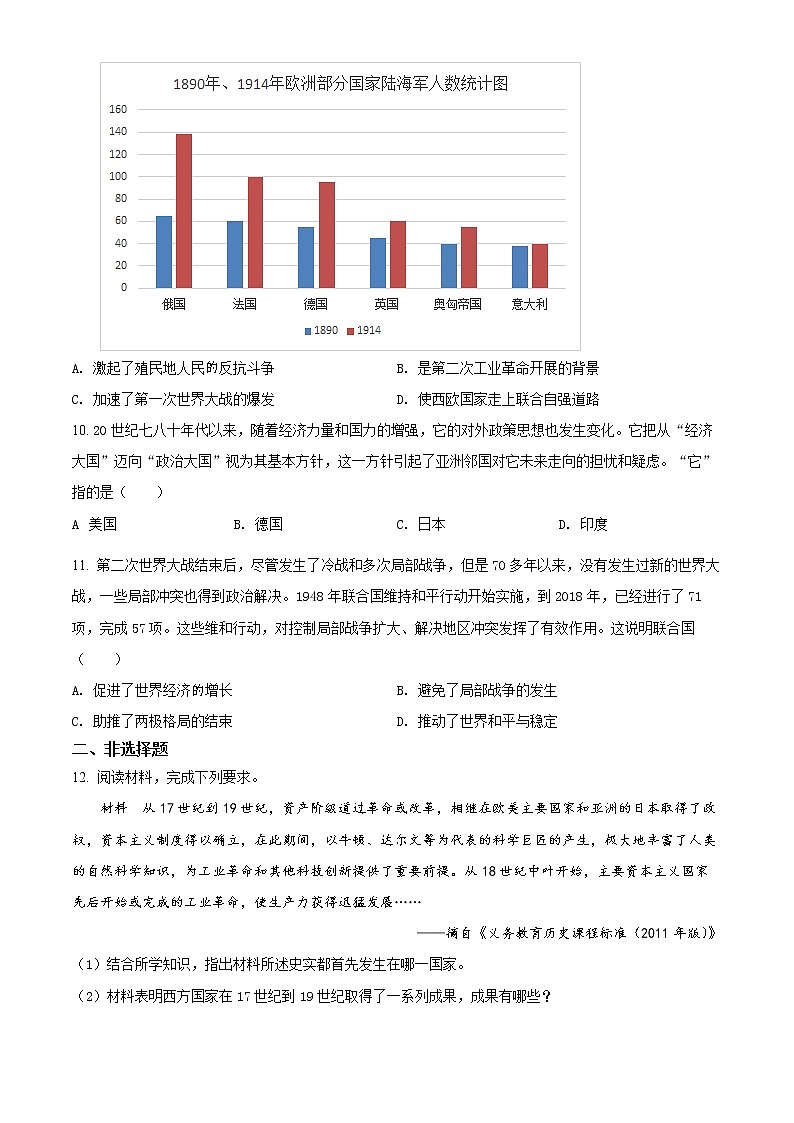 2022年河北省中考真题历史卷及答案（文字版）03