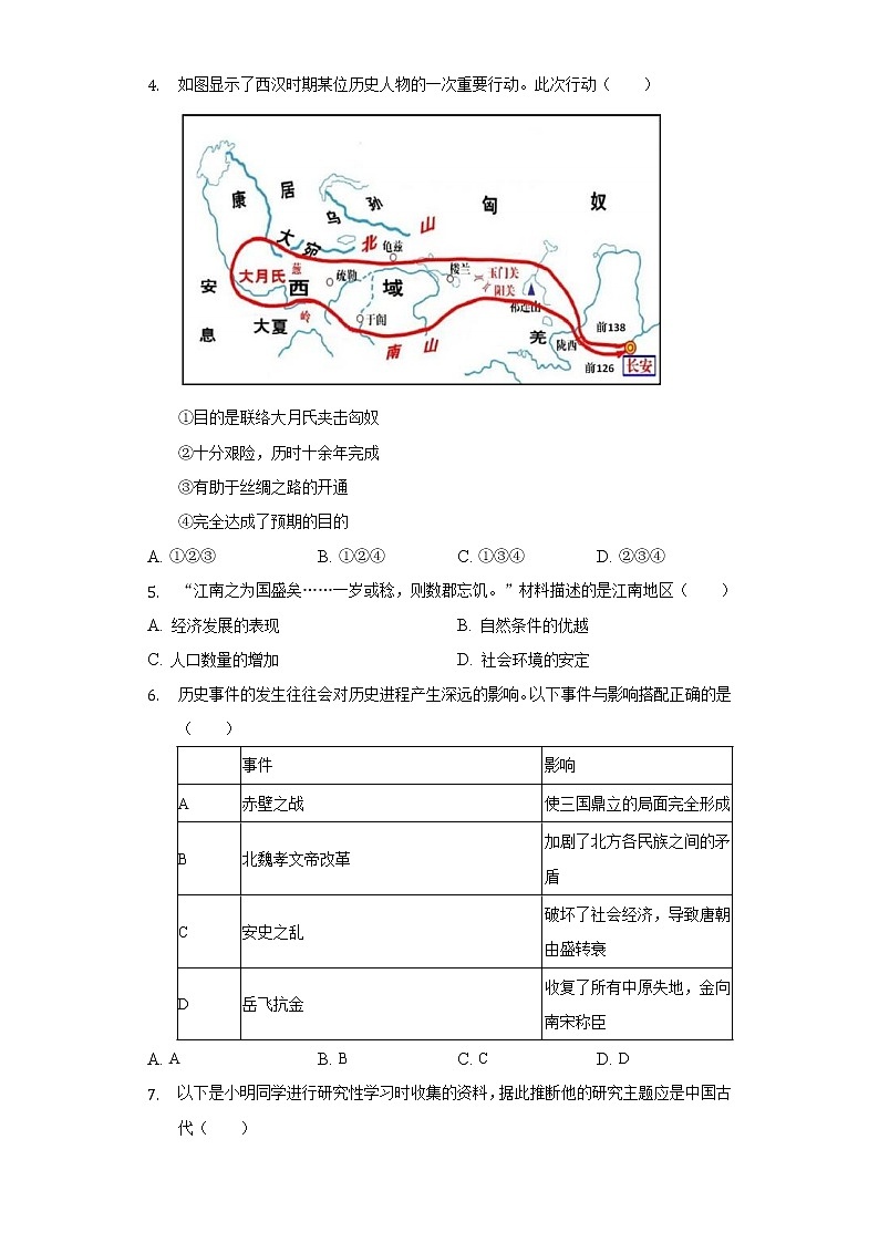 2022年北京市石景山区中考历史二模试卷（含解析）第2页