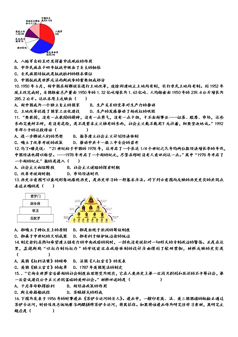 内蒙古自治区赤峰市2022年中考历史模拟试题（五）(word版含答案)02