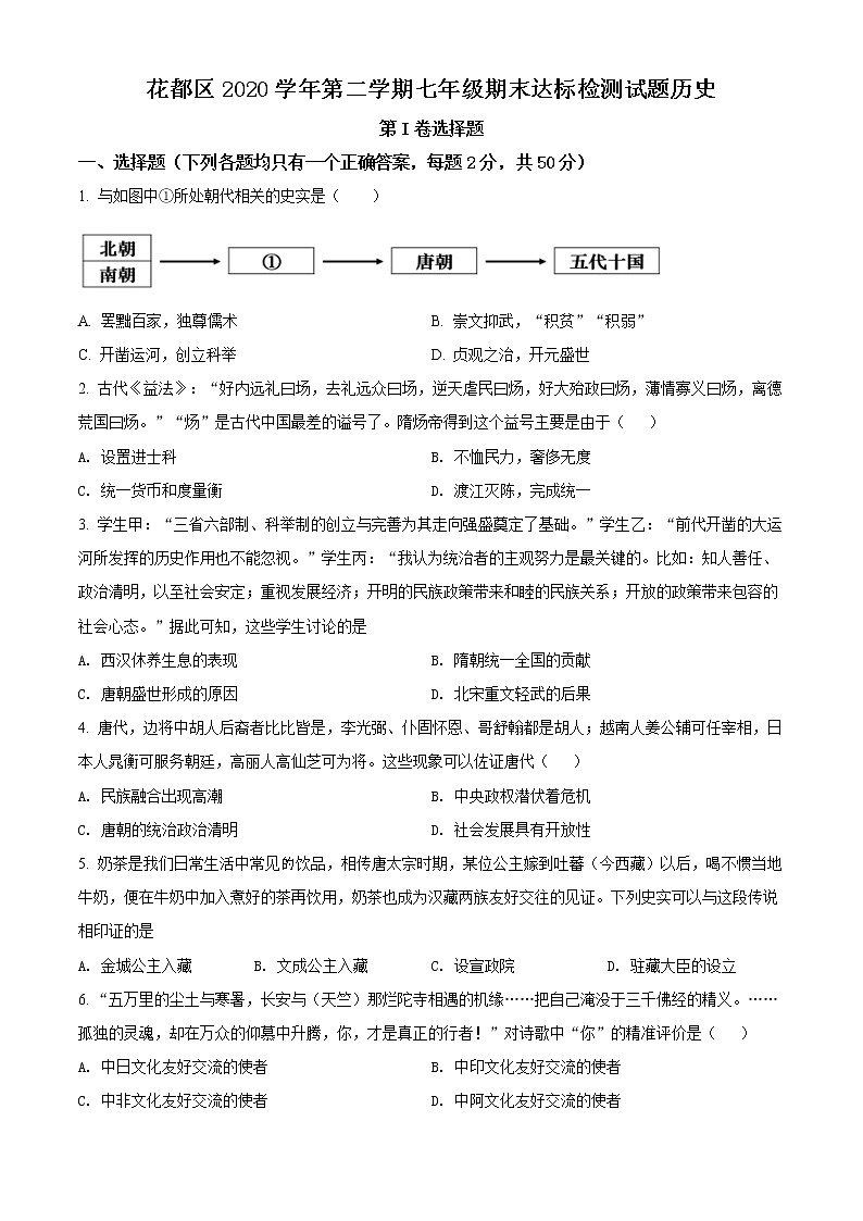 广东省广州市花都区2020-2021学年七年级下学期期末历史试题（试卷+解析）01