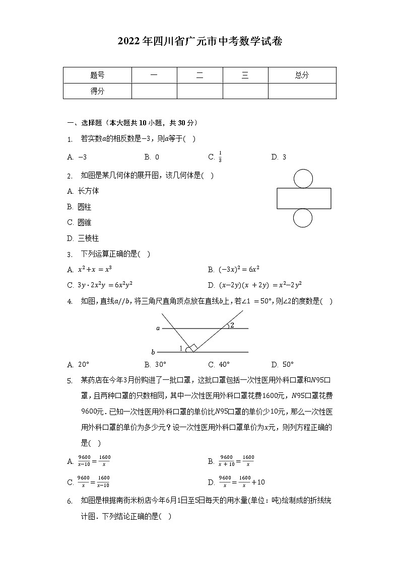 2022年四川省广元市中考数学试卷（含解析）01