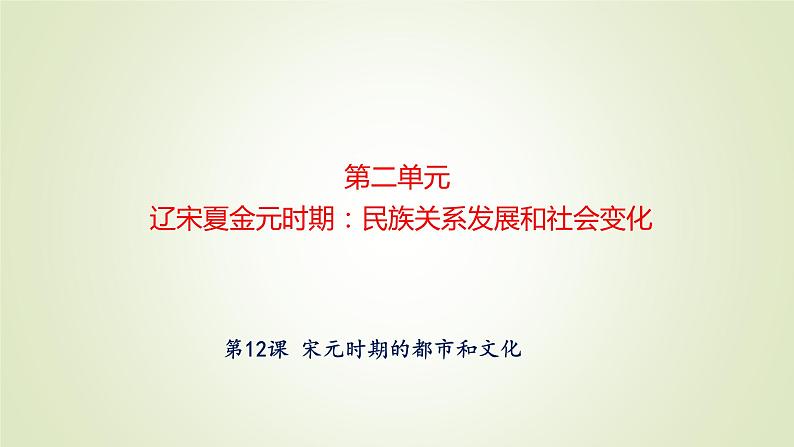 人教部编版历史七年级下册 第二单元 第十二课 宋元时期的都市和文化 课件第1页