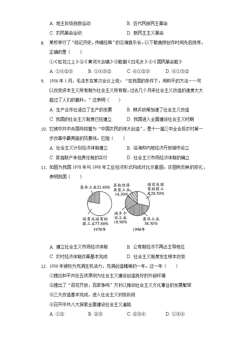 2022年吉林省长春市新区中考历史诊断试卷（含解析）02