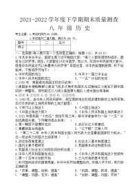 黑龙江省齐齐哈尔碾子山区2021-2022学年八年级下学期期末考试历史试题(word版含答案)