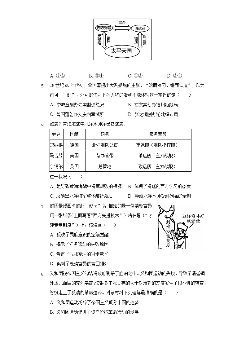 2021-2022学年内蒙古鄂尔多斯市康巴什学校联考八年级（上）期末历史试卷（含解析）02