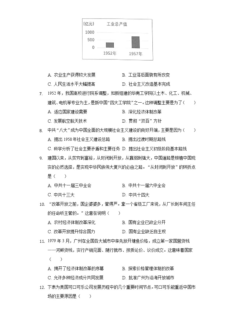2021-2022学年广东省广州市海珠区八年级（下）期末历史试卷（含解析）第2页