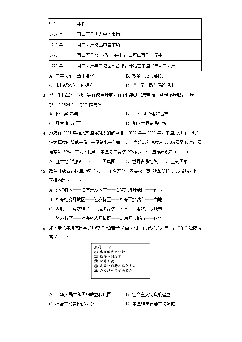2021-2022学年广东省广州市海珠区八年级（下）期末历史试卷（含解析）第3页