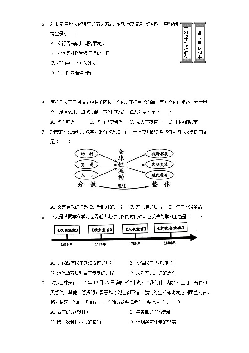 2022年山东省临沂市兰陵县中考历史模拟试卷（6月份）（含解析）02