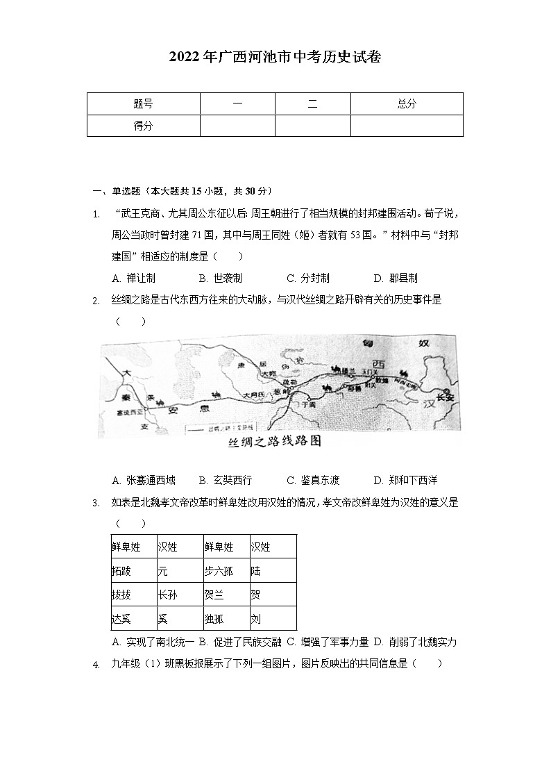 2022年广西河池市中考历史试卷（含解析）01