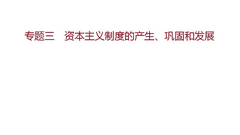 新疆 初中历史 中考复习 专题三资本主义制度的产生、巩固和发展 课件01