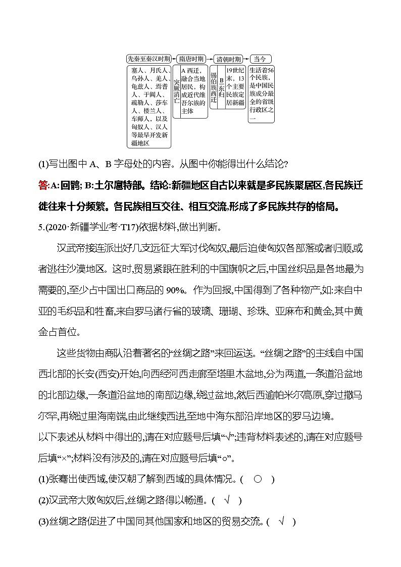 新疆 初中历史 中考复习 第二十单元 中国古代新疆地方史 真题训练02