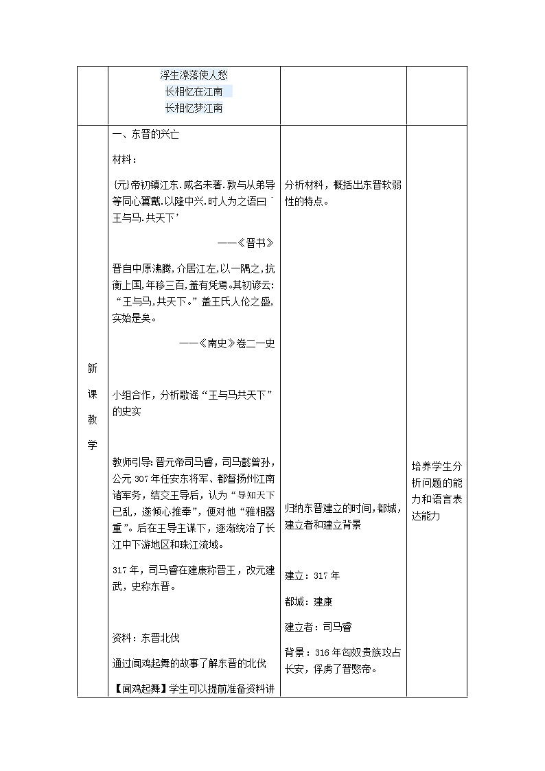 2022七年级历史上册第四单元三国两晋南北朝时期：政权分立与民族交融第18课东晋南北朝时期江南地区的开发教案统编版第2页