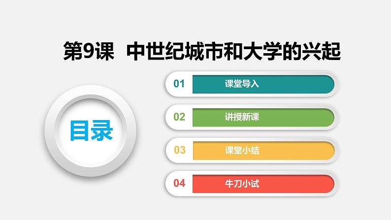 2022-2023学年人教版部编版九年级历史上册--第9课 中世纪城市和大学的兴起（课件)第1页