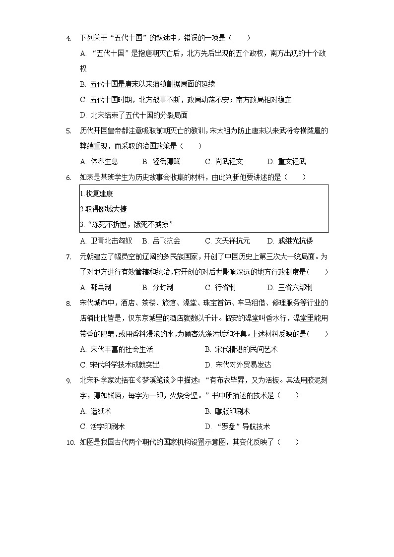 2021-2022学年辽宁省沈阳市沈河区七年级（下）期末历史试卷（含解析）第2页