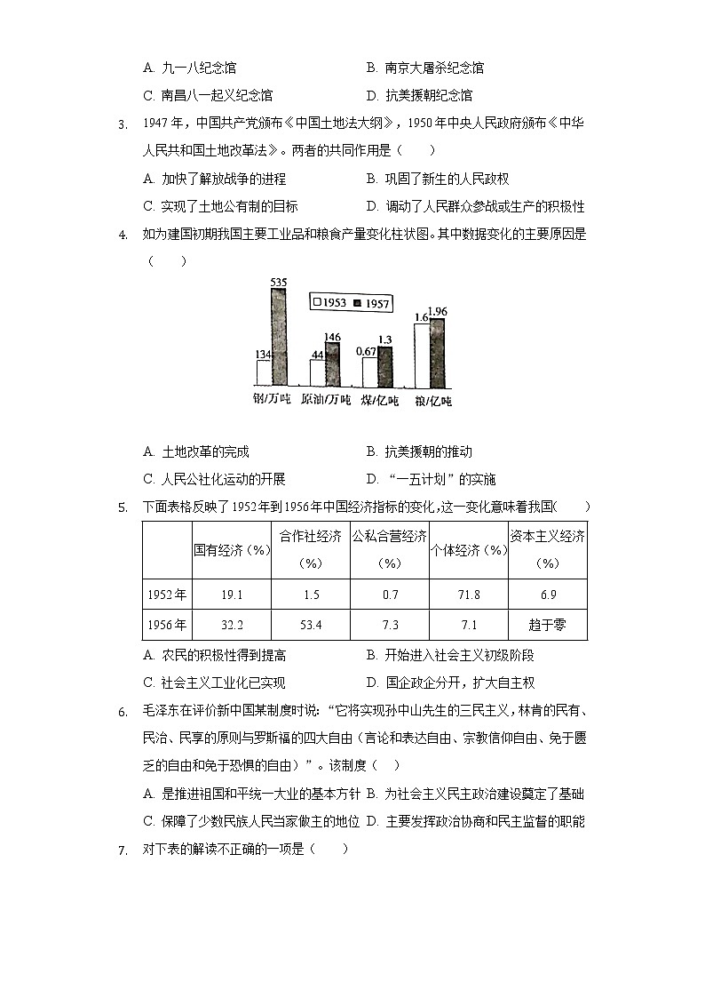 2021-2022学年湖北省鄂州市鄂城区八年级（下）期末历史试卷（含解析）第2页