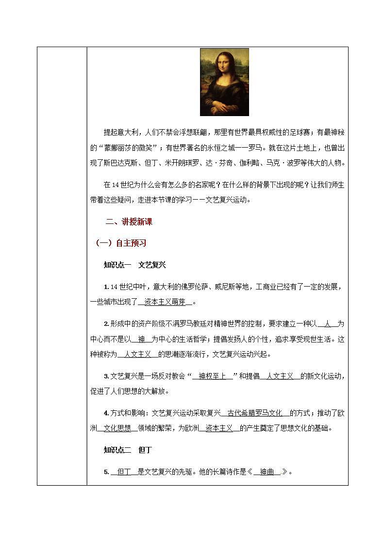 第14课《文艺复兴运动》课件+教案+同步练习02