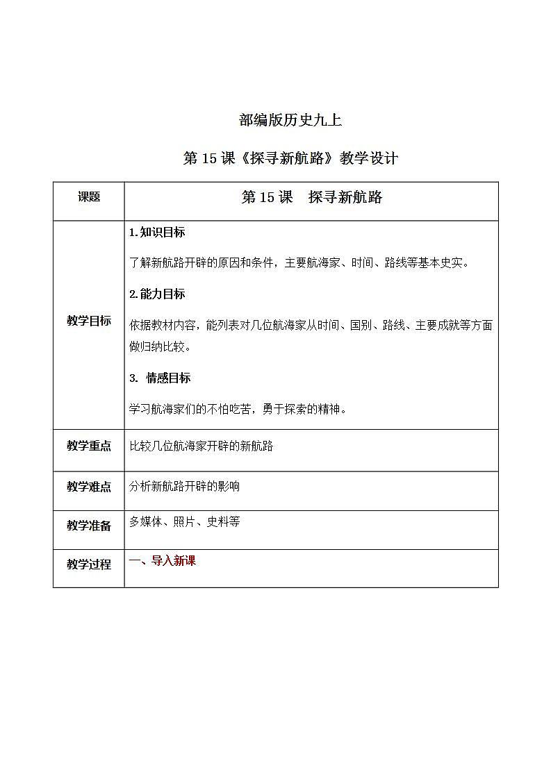 第15课《探寻新航路》课件+教案+同步练习01