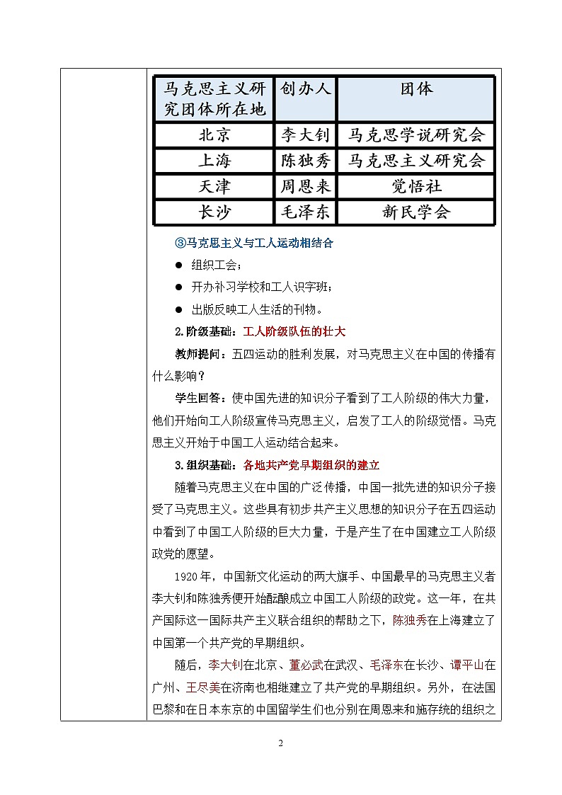4.3《中国共产党诞生》教案第2页