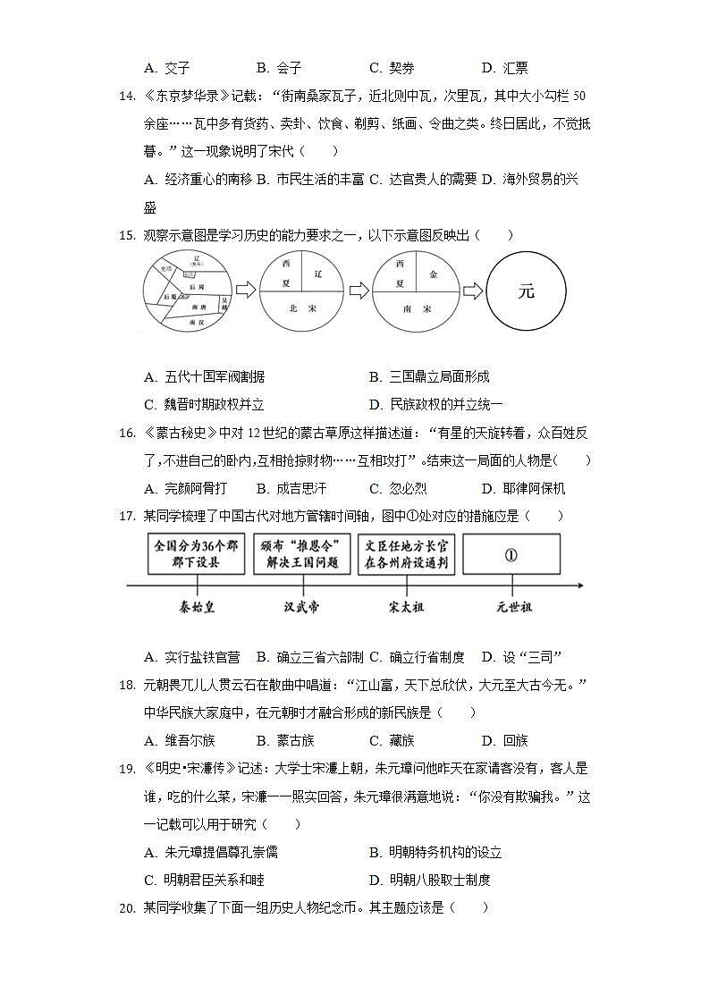 2021-2022学年山东省济南市天桥区七年级（下）期末历史试卷（含解析）第3页