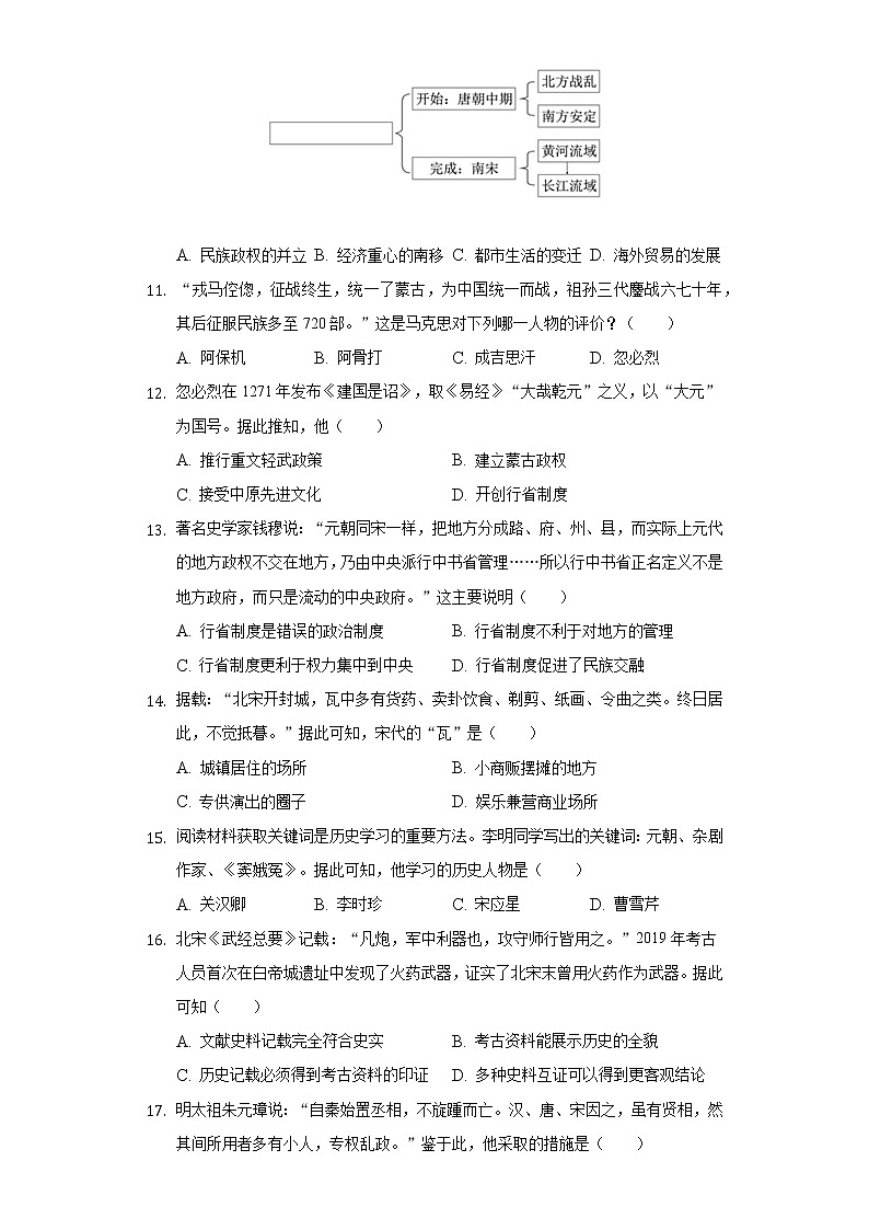 2021-2022学年福建省泉州市四校联考七年级（下）期末历史试卷（含解析）第3页