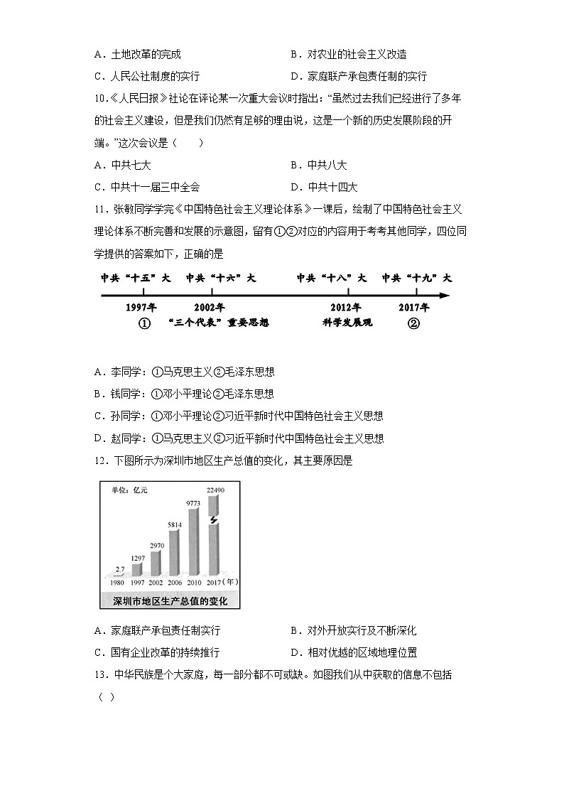 湖南省衡阳市祁东县2021-2022学年八年级下学期期末历史试题(word版含答案)03