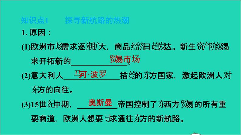 历史人教版九年级上册同步教学课件第5单元走向近代第15课探寻新航路205