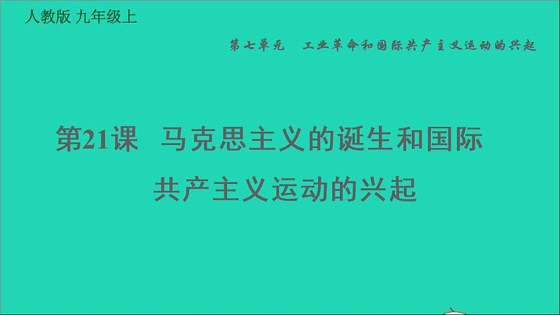 历史人教版九年级上册同步教学课件第7单元工业革命和国际共产主义运动的兴起第21课马克思主义的诞生和国际共产主义运动的兴起2第1页