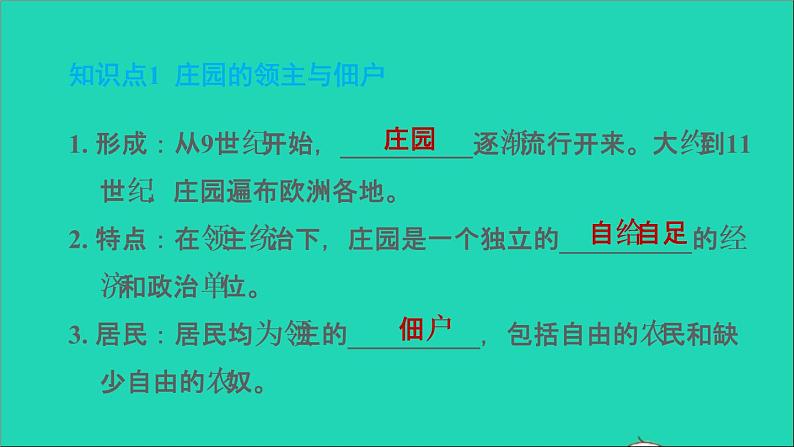 历史人教版九年级上册同步教学课件第3单元封建时代的欧洲第8课西欧庄园第5页