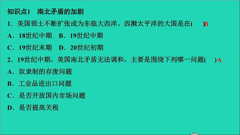 历史人教版九年级下册同步教学课件第1单元殖民地人民的反抗与资本主义制度的扩展第3课美国内战作业03