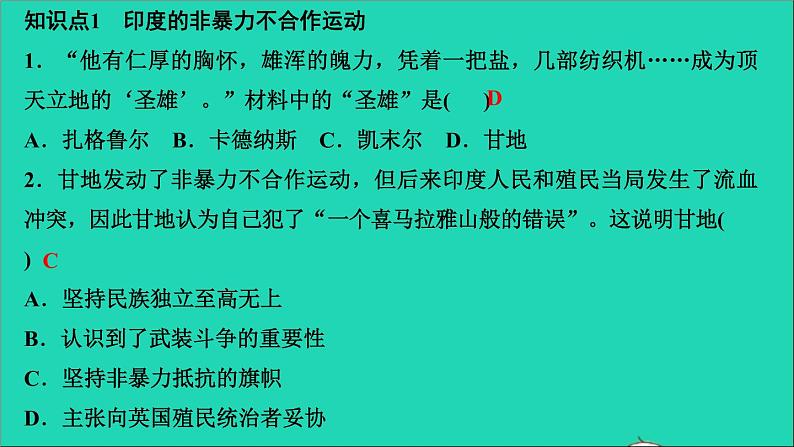 历史人教版九年级下册同步教学课件第3单元第1次世界大战和战后初期的世界第12课亚非拉民族民主运动的高涨作业03