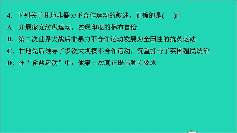 历史人教版九年级下册同步教学课件第3单元第1次世界大战和战后初期的世界第12课亚非拉民族民主运动的高涨作业05