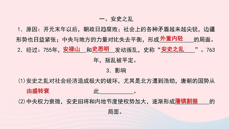 历史人教版七年级下册同步教学课件第1单元隋唐时期：繁荣与开放的时代第5课安史之乱与唐朝衰亡作业03