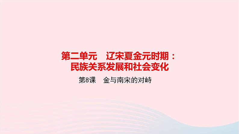 历史人教版七年级下册同步教学课件第2单元辽宋夏金元时期：民族关系发展和社会变化第8课金与南宋的对峙作业第1页